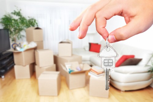 Removalists preparing furniture and boxes for a Pimlico move