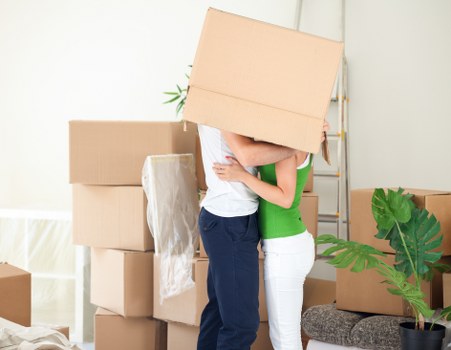 Furniture and boxes being loaded for a Pimlico move
