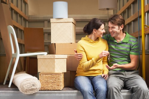 Prepared boxes and furniture ready for a Pimlico house or flat removal